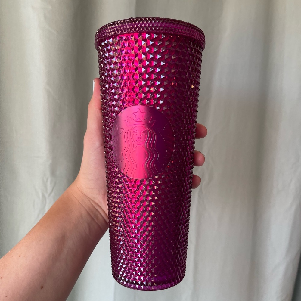 Starbucks Holiday 2022 Hot Pink Sangria Bling Studded Cold Cup Tumbler Venti24oz